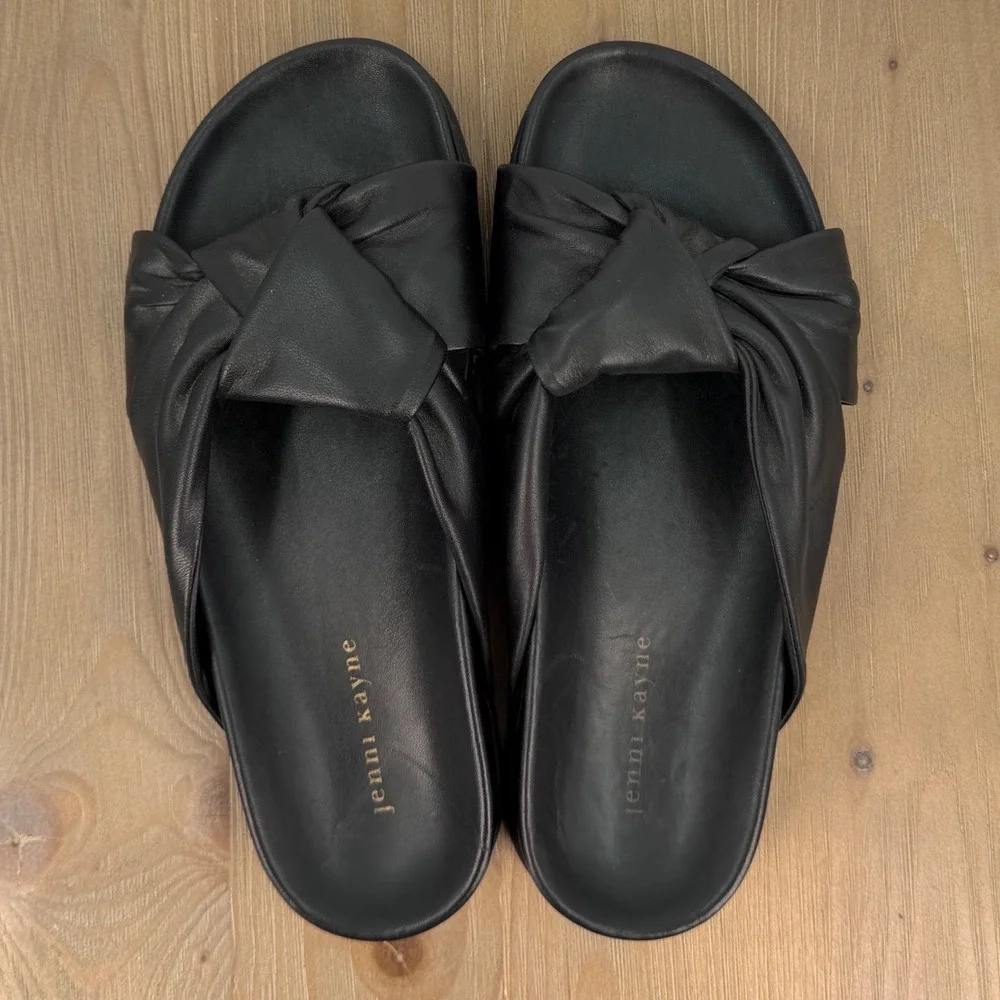 Jenni Kayne Chunky Knot Sandal Black Leather Slide Platform Shoes 40 Minimalist
